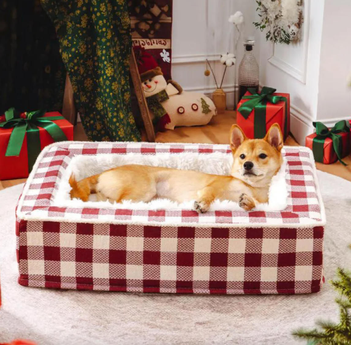 Classic Plaid Pet Bed (Removable & Washable) - Haven & Paw