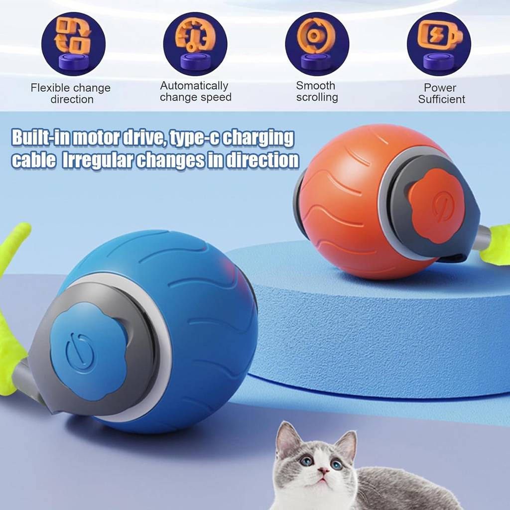 Speedy Tail Cat Toy,Interactive Cat Toy For Indoor Cats,Cat Ball Toy,Interactive Cat Toy Ball,Two Speed Adjustment,USB Rechargeable - Haven & Paw