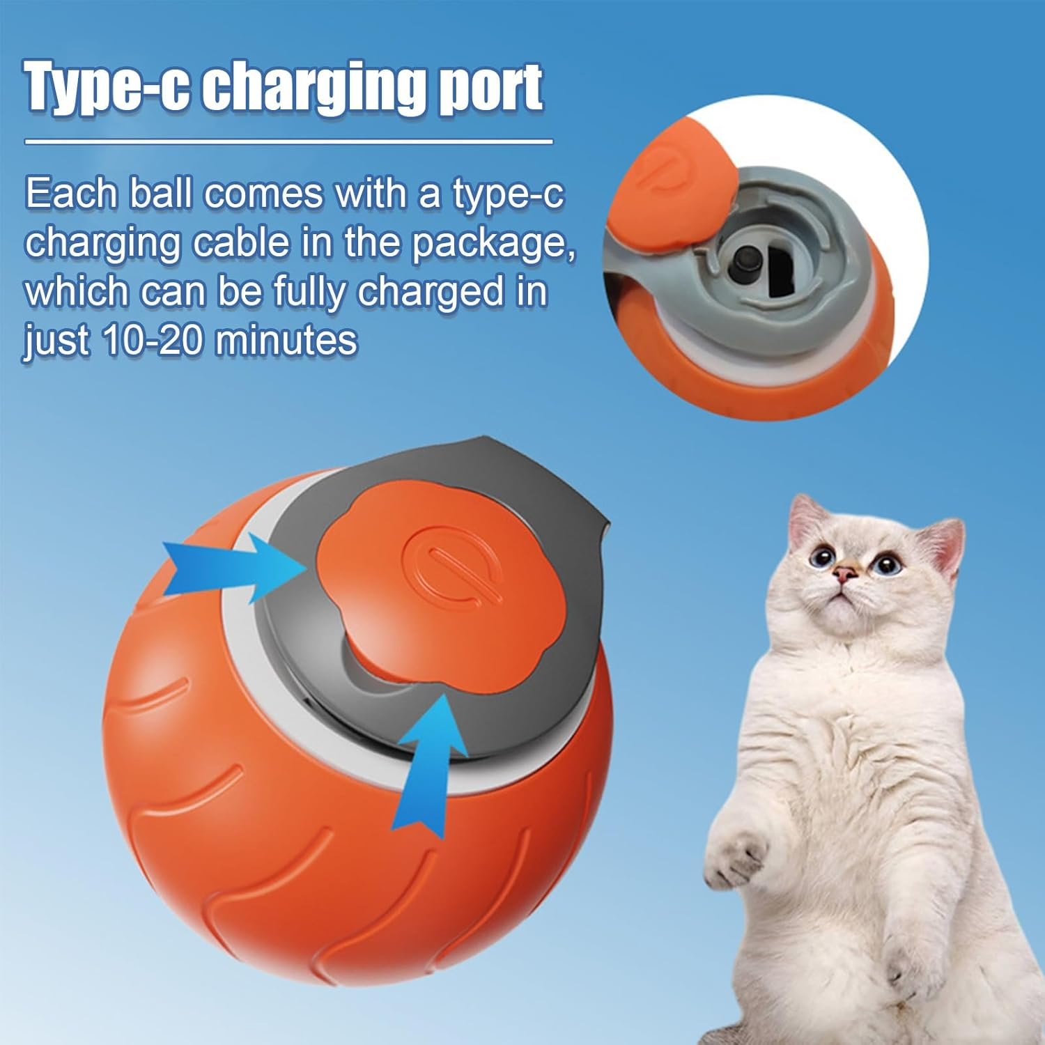 Speedy Tail Cat Toy,Interactive Cat Toy For Indoor Cats,Cat Ball Toy,Interactive Cat Toy Ball,Two Speed Adjustment,USB Rechargeable - Haven & Paw